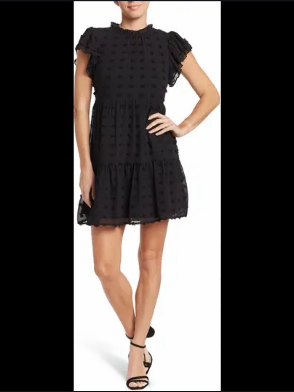 Love By Design Black Mini Dress with Ruffle Sleeves